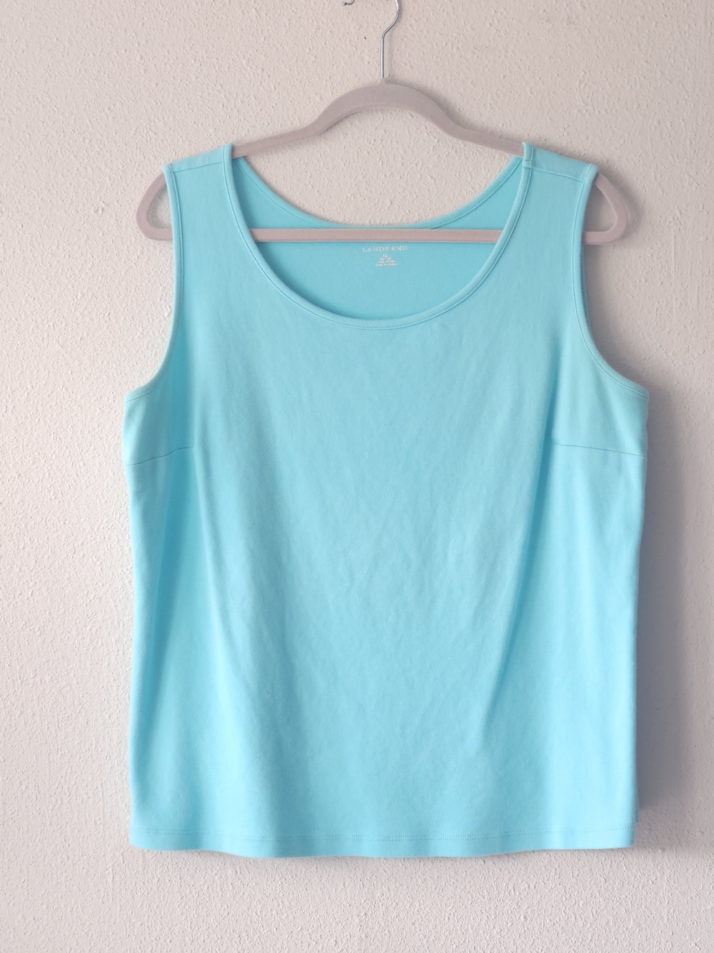Lands' End Sleeveless Scoop Neck Tank Top - Aqua Blue PLUS SIZE 1X